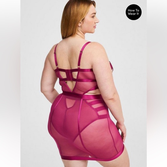 NWOT Torrid Strappy Vixen Open Cup Underwire Halter Chemise - Picture 3 of 5